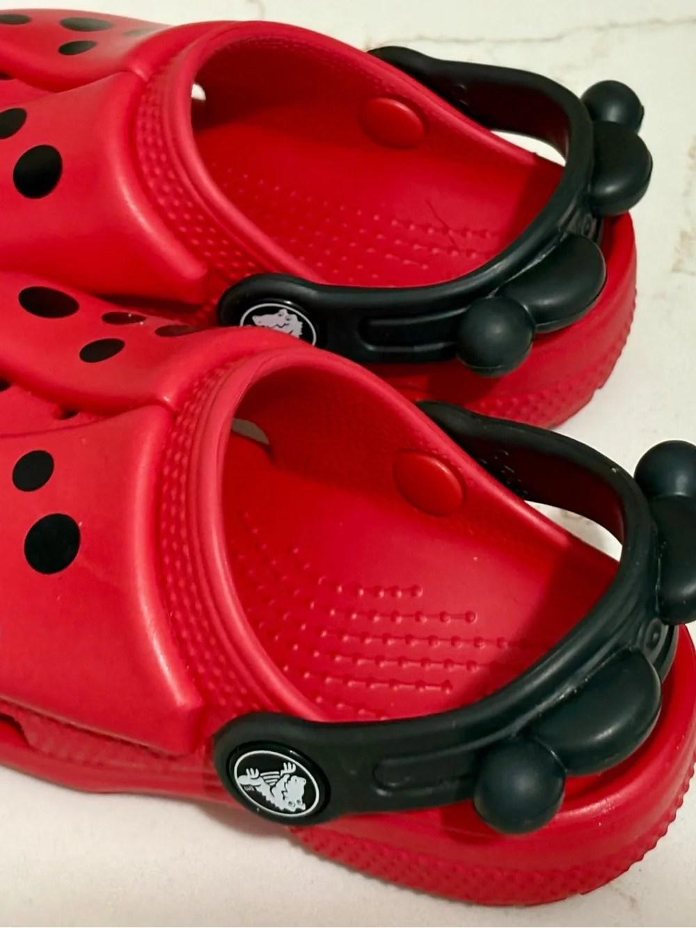 CROCS Kids Red Clog Sandals with Black Accents